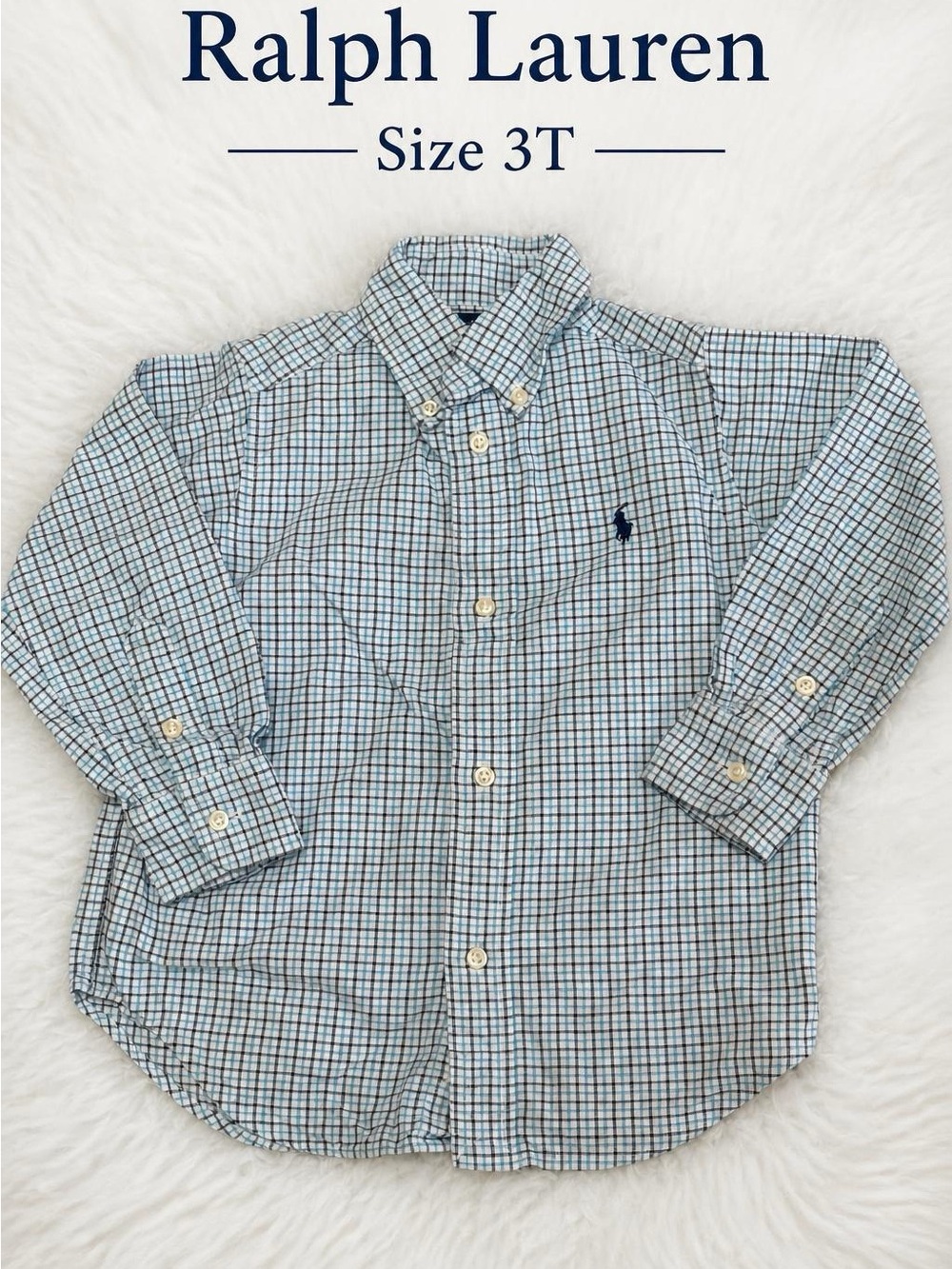 Ralph Lauren Blue and Navy Check Button-Down Shirt